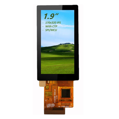 1.9 "আইপিএস টিএফটি এলসিডি টাচ স্ক্রিন 170x320 সিটিপি এবং এসপিআই / এমসিইউ ইন্টারফেসের সাথে পূর্ণ দেখার কোণ