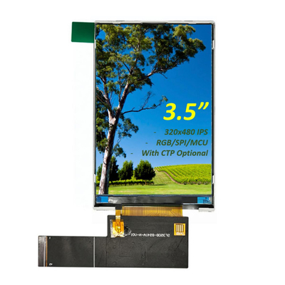 3.5" ইঞ্চি TFT LCD ডিসপ্লে মডিউল 320x480 HVGA IPS সম্পূর্ণ দেখার কোণ RGB/MCU/SPI ইন্টারফেস TFT Lcd ডিসপ্লে মডিউল