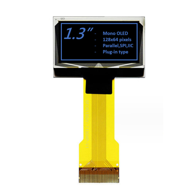 1.3 ইঞ্চি মোনোক্রোম OLED ডিসপ্লে মডিউল 128x64 পিক্সেল সাদা/নীল ঐচ্ছিক