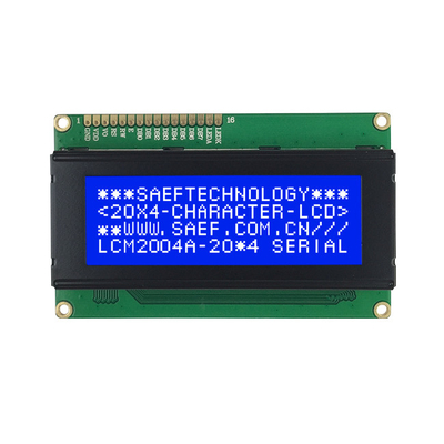 একরঙা 20x4 অক্ষর LCD ডিসপ্লে LCM 16 পিন 8bit MPU STN ব্লু নেগেটিভ