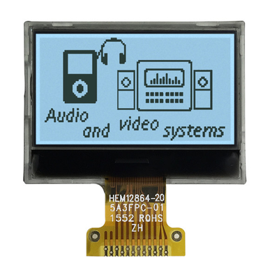 সাদা ব্যাকলাইটের সাথে FSTN পজিটিভ 128x64 LCD গ্রাফিক ডিসপ্লে COG 3.3V SPI ইন্টারফেস