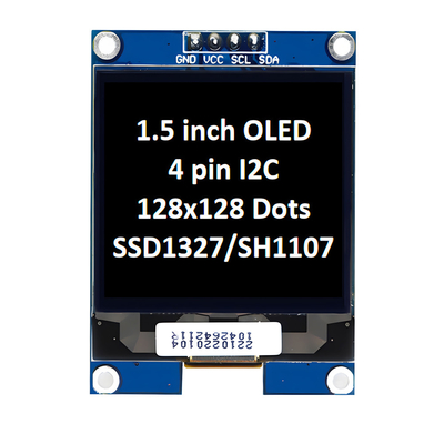 1.5 ইঞ্চি OLED ডিসপ্লে প্যানেল মডিউল ইউনিট 128x128 পিক্সেল 4 পিন LED ডিসপ্লে কন্ট্রোলারের সাথে আই 2 সি ইন্টারফেস